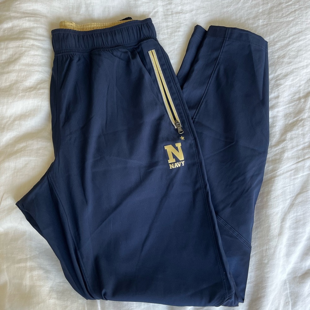 US Naval Academy, Mens Fitted Athletic Pants Joggers Tapered Zip Leg